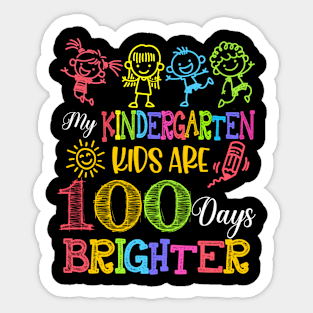 Kindergarten Teacher 100 Days Brighter 100Th Day Of School Sticker